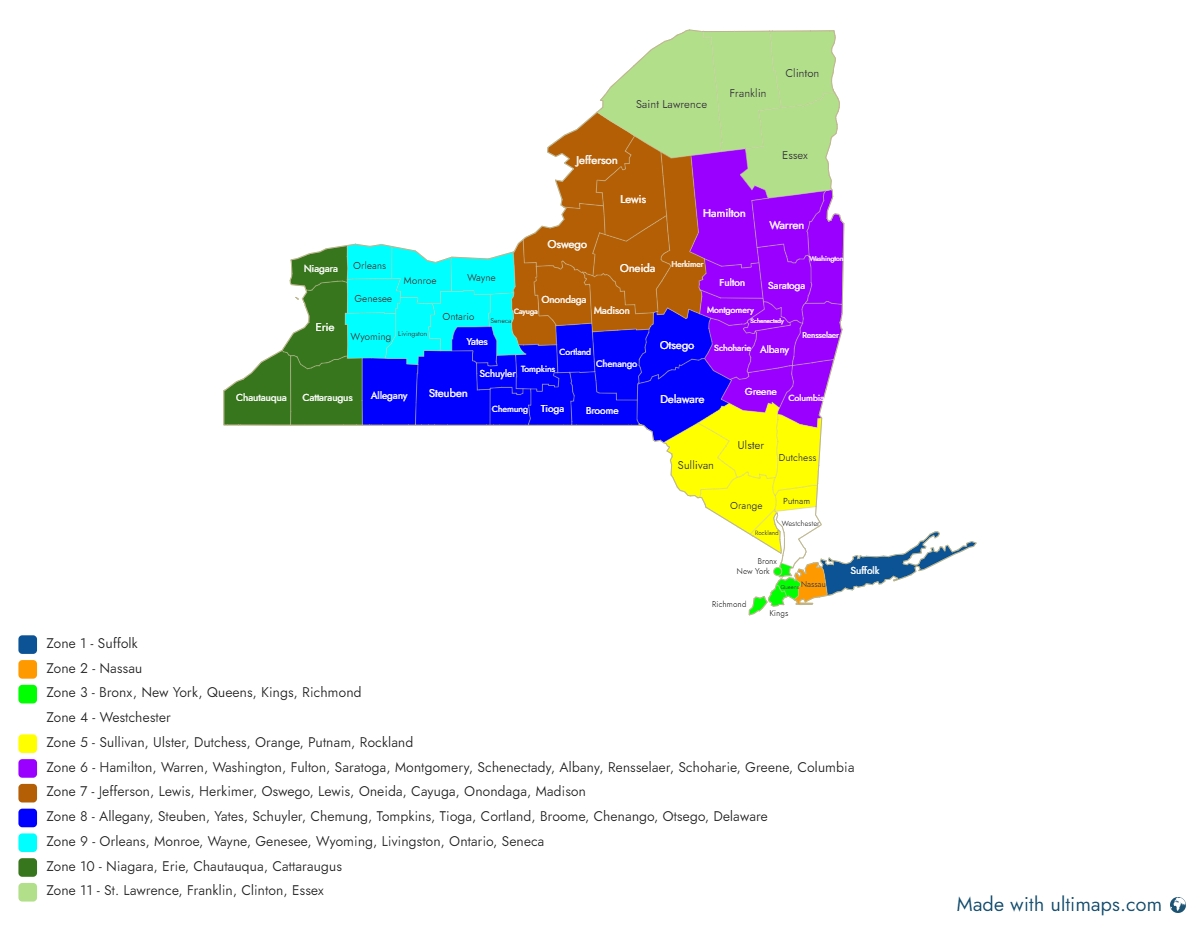 NYSACOP Zone Map